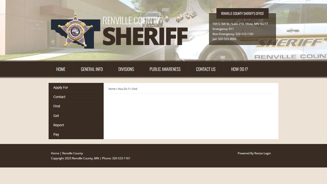 Welcome to Renville Sheriff's Department - Renville County, Minnesota